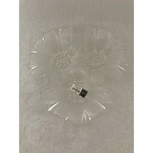 Vintage Mikasa 3 Section Crystal Glass Sunflower Frost Relish/Condiment Dish